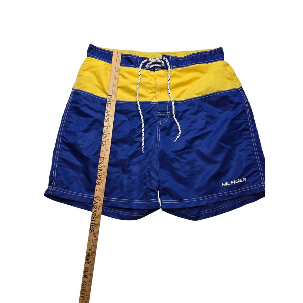 Tommy Hilfiger Board Shorts Colorblock Swim Trunks Blue Yellow Mens Large Y2K - Picture 5 of 6